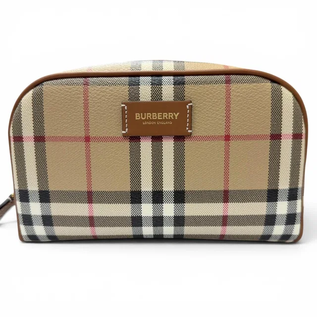 Burberry Archive Check Leather Pouch in Leather from LuxUness