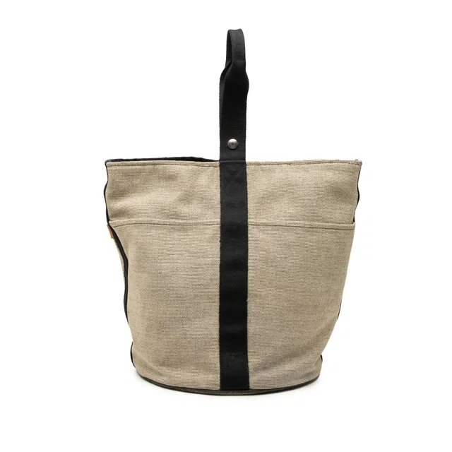 Beige Hermès Toile Saxo GM Bucket Bag in Beige Canvas from Designer Revival