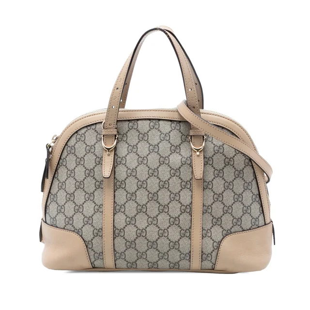 Beige Gucci Small GG Supreme Nice Dome Satchel in Beige Coated canvas from Designer Revival