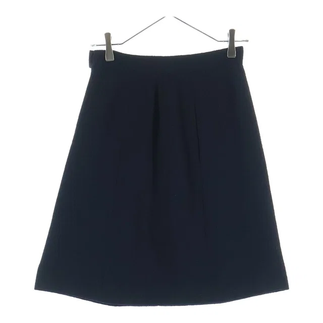 Chanel 07A CC Logo Button Wool Skirt Black in Black Wool from The Reluxe