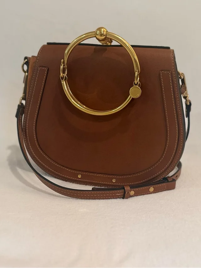 Chloé Chlo Nile Small Bracelet Bag Brown Calfskin Leather Gold Hardware Crossbody in gold|brown|red Calfskin from Poshmark