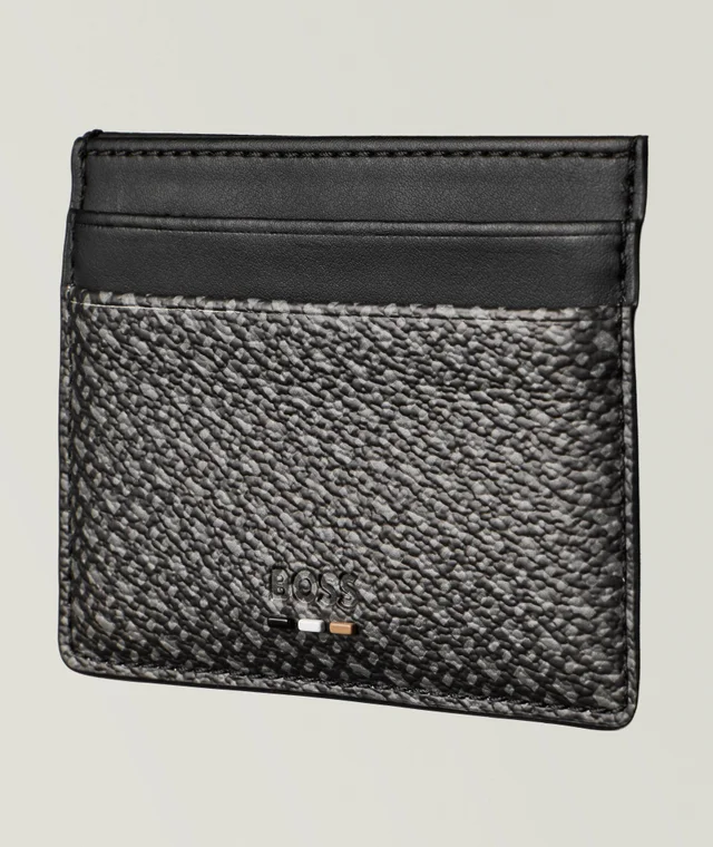 Faux Leather Monogrammed Cardholder in Black, image 1 of 1 from Harry Rosen