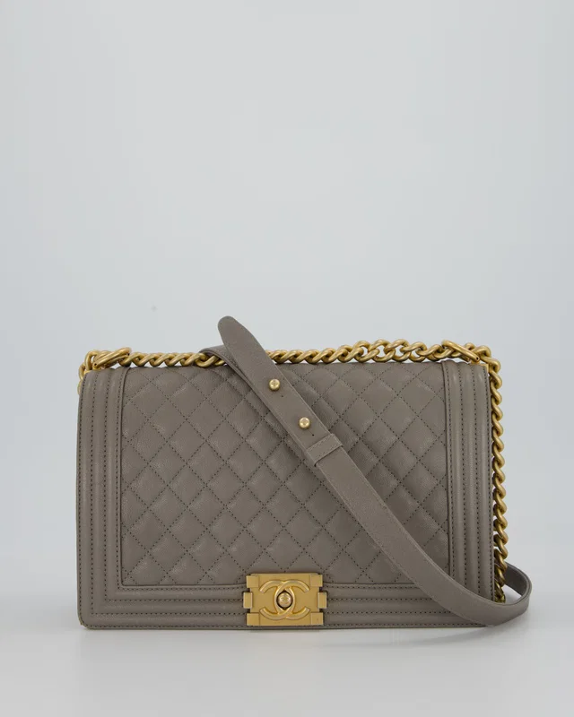 Chanel Grey New Medium Boy Bag in Grey Caviar leather from Sellier