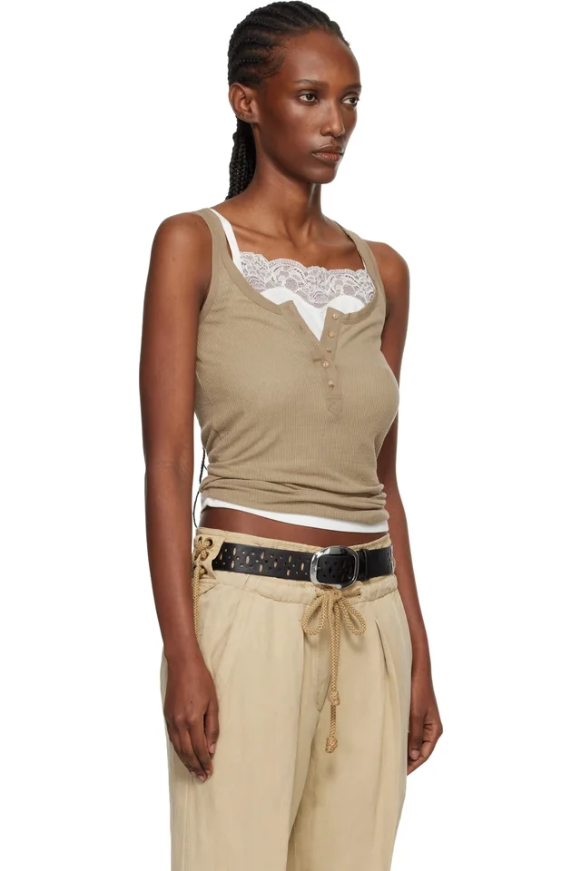 Isabel Marant Taupe Helma Silk Tank Top, photo 2 of 4 from SSENSE