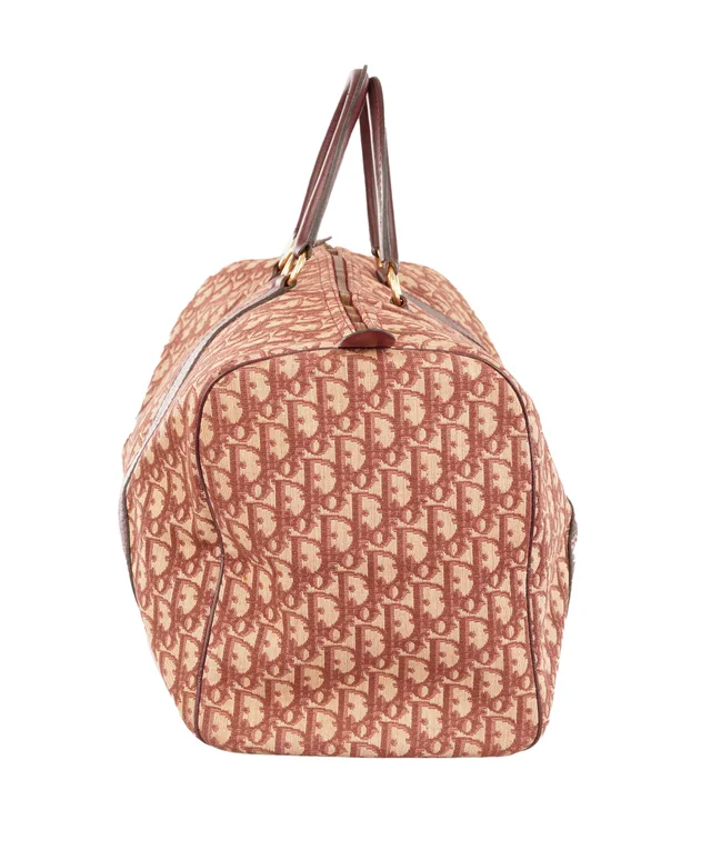 Dior Burgundy and Beige Trotter Monogram Oblique Canvas Boston Bag in Beige Canvas from Luxury Promise, photo 4 of 11