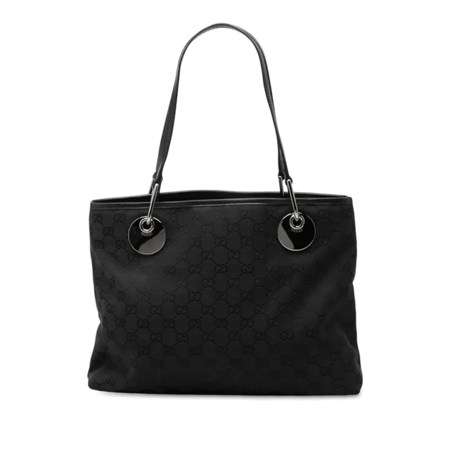 Black Gucci Medium GG Canvas Eclipse Tote in Black Canvas from Designer Revival