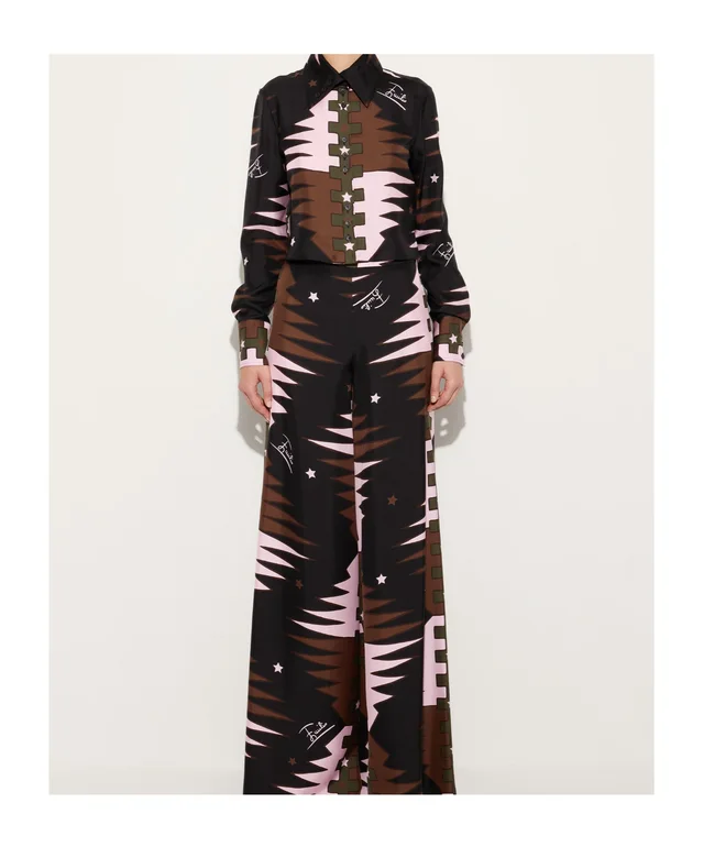 Emilio Pucci Valdimontone Print Silk Crop Shirt, photo 2 of 5 from SENSER