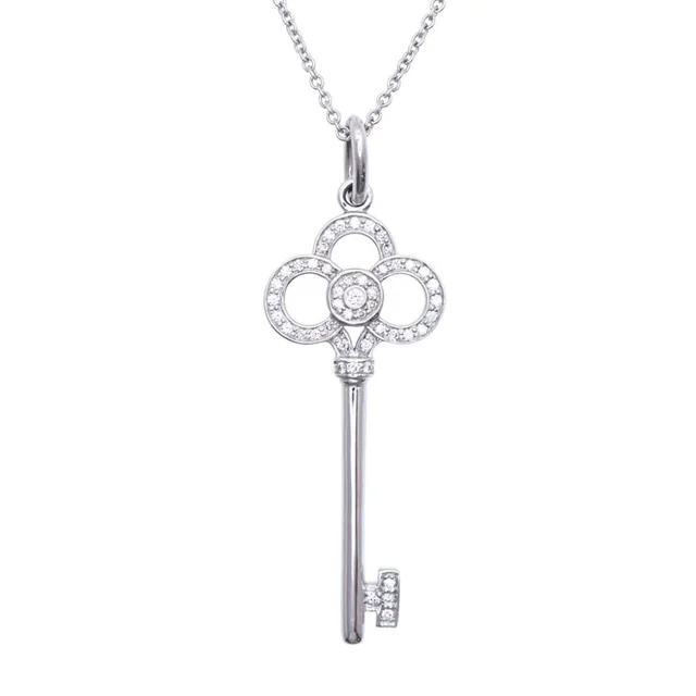 Tiffany & Co. Crown Key Diamond Pendant 18K White Gold in White from The Reluxe
