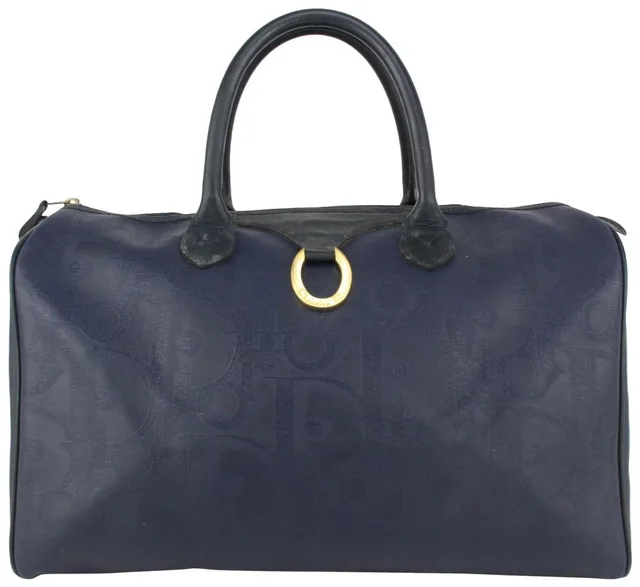 Dior Navy Blue Monogram Trotter Boston Bag in Navy Canvas from Bagriculture