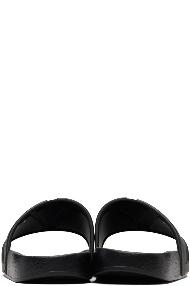 Valentino Garavani Black Coolside Rubber Slide Sandals, photo 2 of 5 from SSENSE