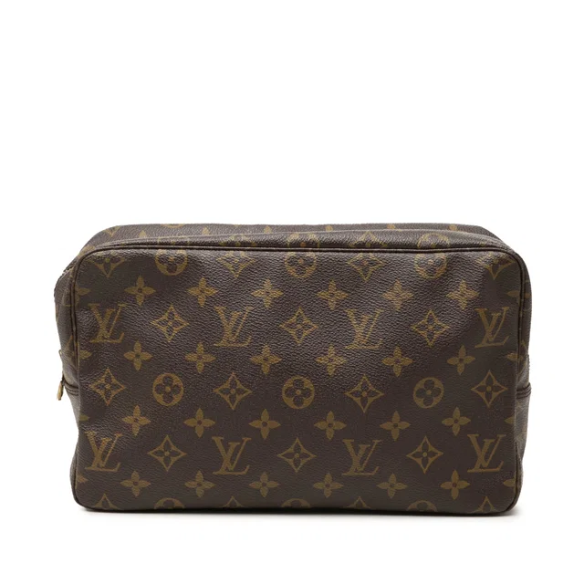 Brown Louis Vuitton Monogram Trousse Toilette 28 Clutch Bag in Brown Coated canvas from Designer Revival