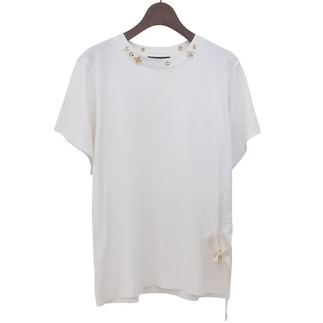 Louis Vuitton Side Strap Short Sleeve T-Shirt Cotton Top White in White from The Reluxe