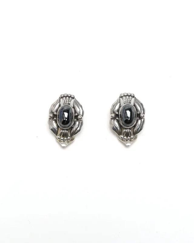 Georg Jensen Heritage Hematite Silver Clip-on Earrings in Silver from A Retro Tale