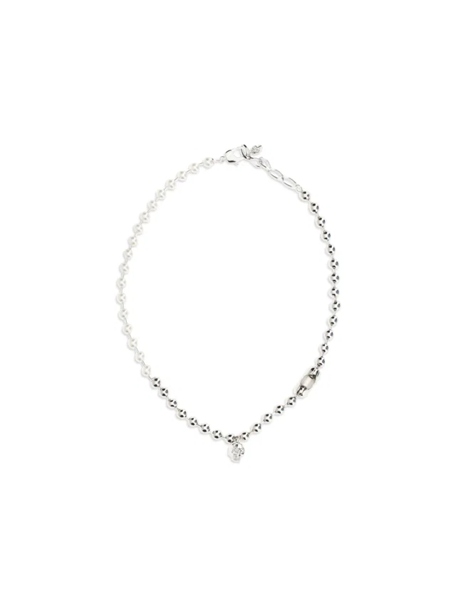 Alexander McQueen Pearl Skull Necklace — Silver Brass Necklaces in Silver from HEWI