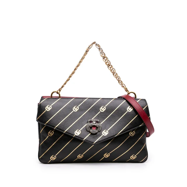 Red Gucci Medium Leather Double Thiara Satchel in Red Leather from Designer Revival