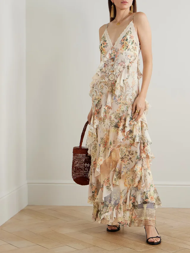 CAMILLA Lace-trimmed ruffled floral-print silk-chiffon maxi dress, photo 2 of 2 from NET-A-PORTER (Canada)
