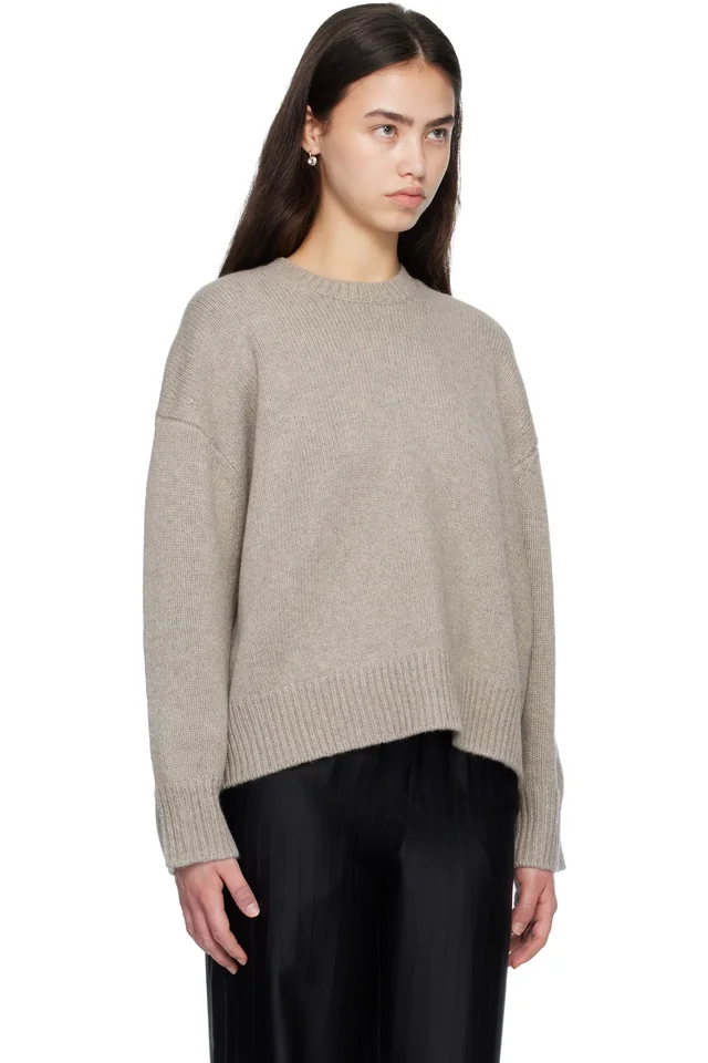 Loulou de Saison Taupe PIA Oversized Cashmere Sweater, photo 2 of 4 from SSENSE