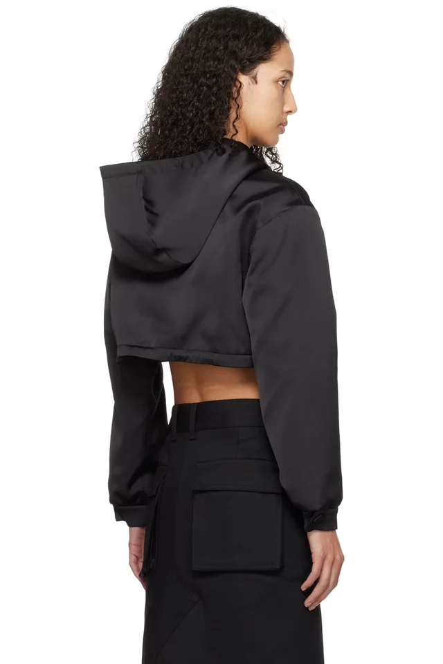 We11done Black Cropped Hoodie, photo 3 of 4 from SSENSE