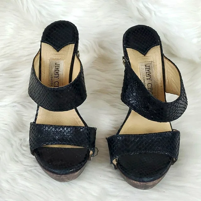 Jimmy Choo Sandals Heel Shoes Women Size 35 in black Leather from Poshmark