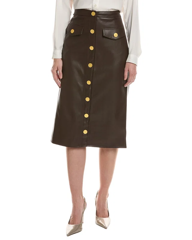 L’AGENCE Milann Midi Snap Front Skirt, image 1 of 1 from Rue La La