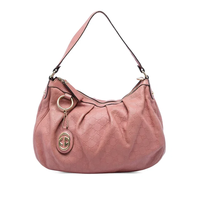 Pink Gucci Guccissima Sukey Shoulder Bag in Pink Leather from Designer Revival