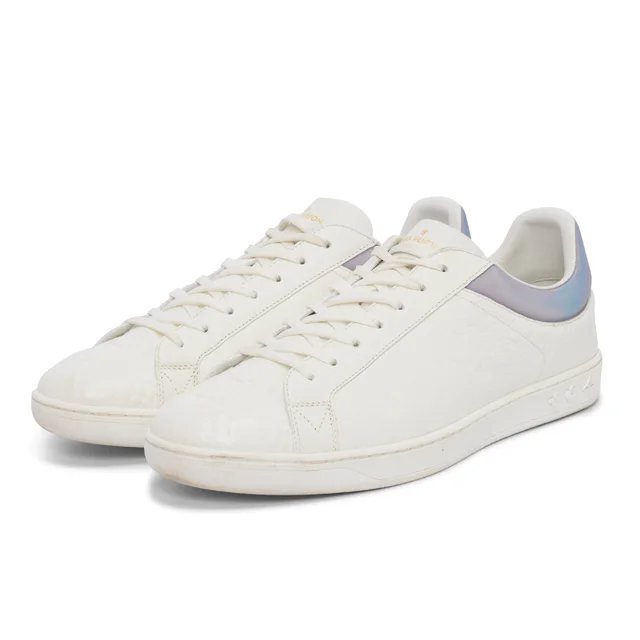 Louis Vuitton Embossed Monogram Calfskin Luxembourg Sneakers 41.5 in White Calfskin from Blue Spinach