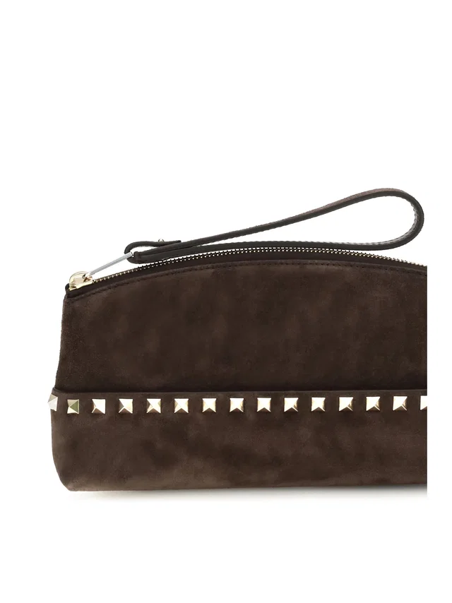 Valentino Garavani Clutch — Brown Suede in Brown Suede from HEWI