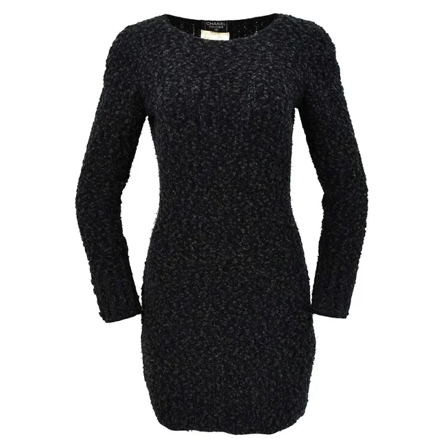 Chanel Dress Black 94A #40 in Black Nylon from AMORE Vintage Tokyo