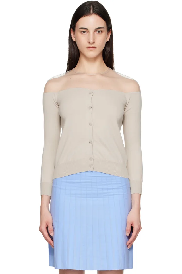 Beige Knit Cardigan, image 1 of 1 from SSENSE