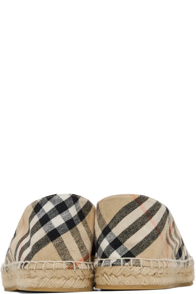 Burberry Beige Check Mews Espadrilles, photo 2 of 5 from SSENSE
