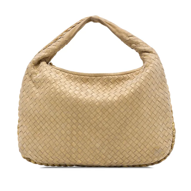 Gold Bottega Veneta Small Metallic Nappa Intrecciato Veneta Hobo in Gold Nappa leather from Designer Revival