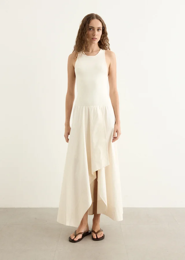 Knit Bodice Asymm Dress
