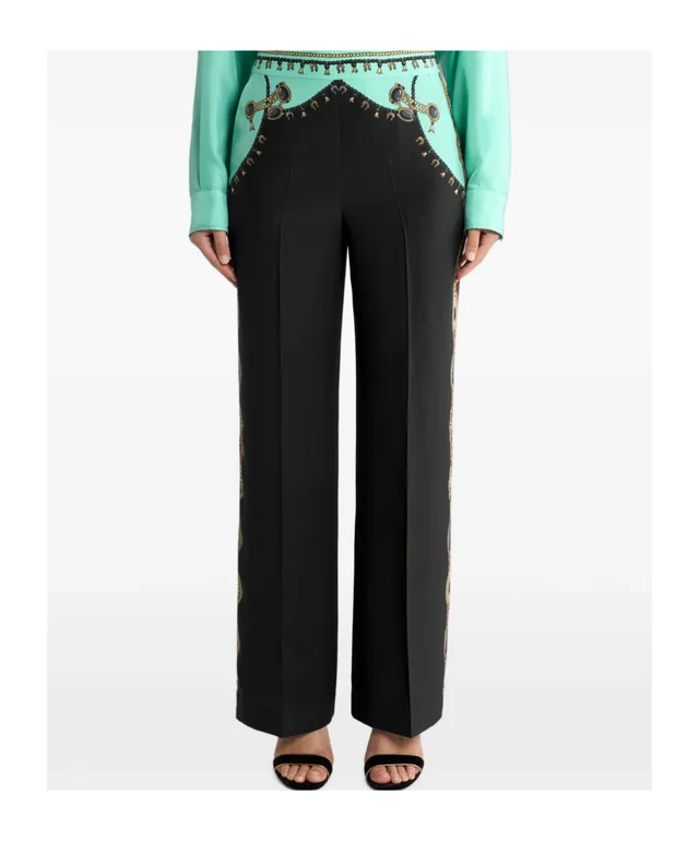 Etro straight-leg silk trousers with placed jewellery print, photo 3 of 5 from SENSER
