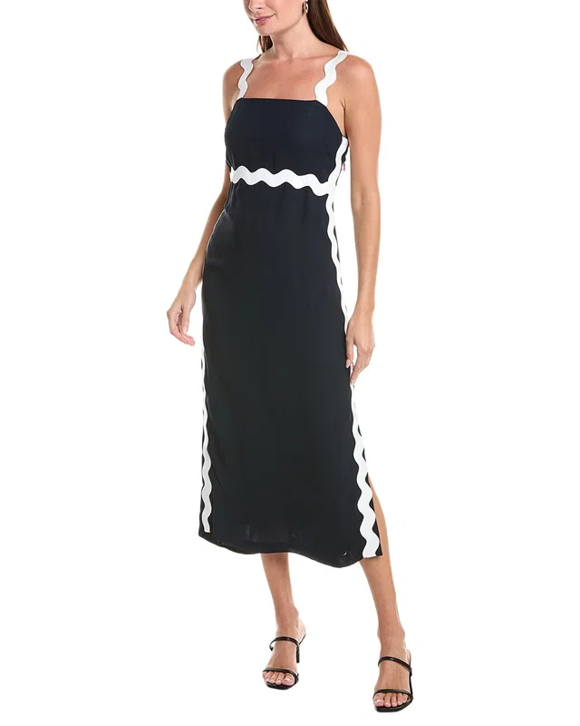 Reiss Ashley Wave Trim Crepe Dress in Blue, image 1 of 1 from Gilt