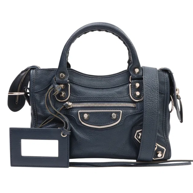Balenciaga Classic City Mini Navy in Navy Leather from VINTAGE QOO TOKYO