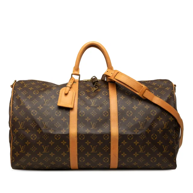 Brown Louis Vuitton Monogram Keepall Bandouliere 55 Travel Bag in Brown Coated canvas from Designer Revival