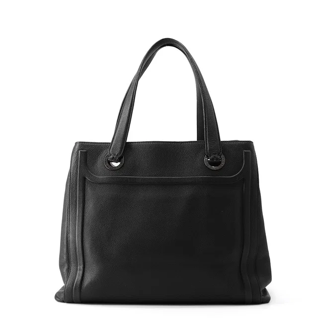 Bvlgari Tote Bag Black Leather in Black Leather from GALLERY RARE