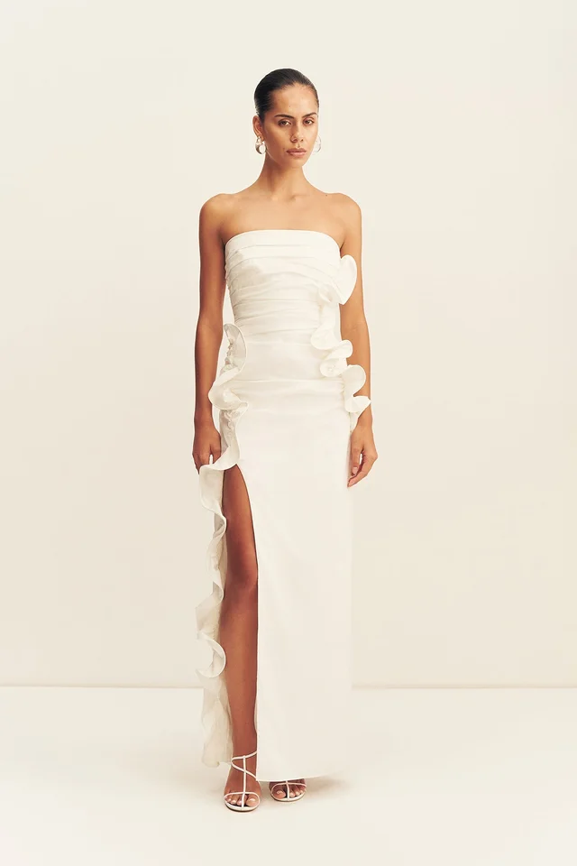 Shona Joy CAMPBELL RUFFLE SIDE SPLIT MAXI DRESS - IVORY from Shona Joy, photo 1 of 1