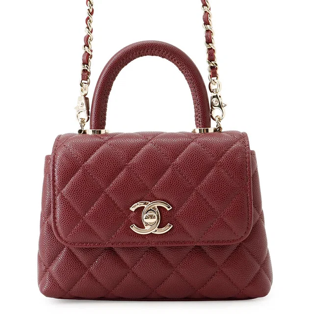 Chanel Coco Handle 2-way Handbag BordeauxAP4244 Caviar Leather Size Mini in Caviar leather from GALLERY RARE