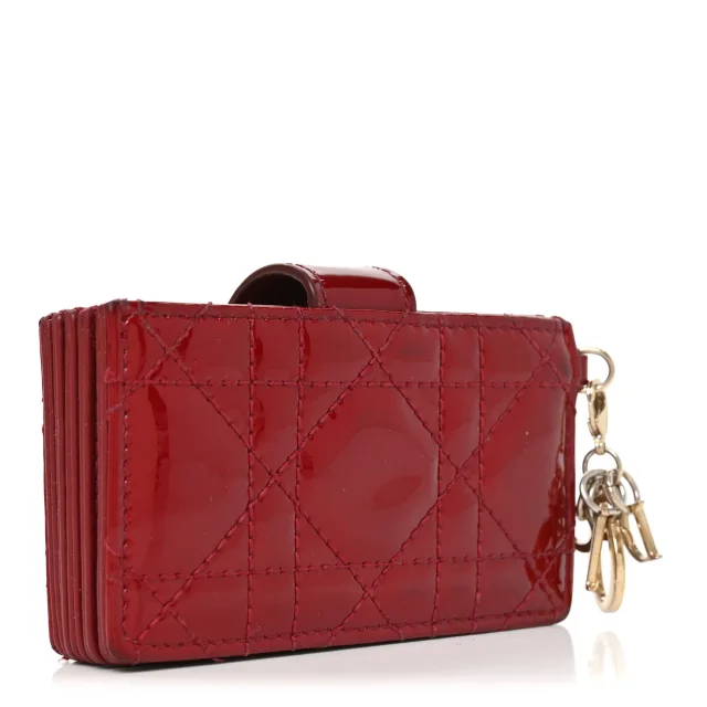 Patent Cannage Lady Dior 5-Gusset Card Holder Scarlet in Red Patent leather from FASHIONPHILE, photo 3 of 8