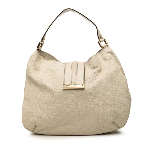 White Gucci Large Guccissima New Ladies Hobo in White Leather from Designer Revival