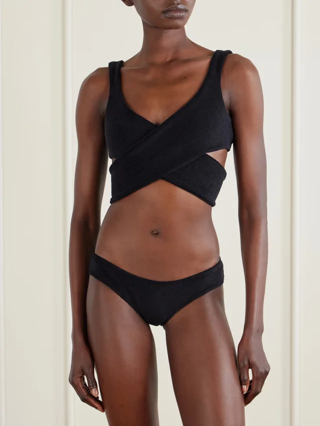 LISA MARIE FERNANDEZ Marie-Louise cotton-blend terry bikini in Black, photo 2 of 2 from NET-A-PORTER (Canada)