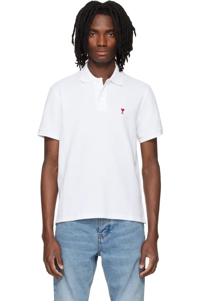 White Cotton Red Ami de Coeur Polo