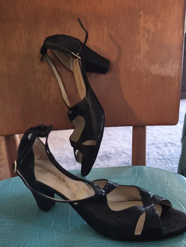 V- Lanvin Black Strappy Peep-Toe Heels With Ankle Buckle 2" Heel Size @ 9.5 in black from Poshmark