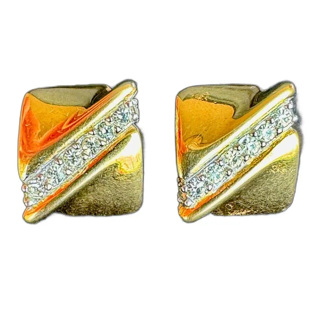 Givenchy Vintage Gold And Crystal Square Stud Earrings in gold from Poshmark