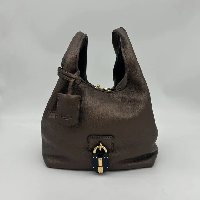 Loewe Karie Tote Bag Canvas Leather Gold in Gold Canvas from The Reluxe