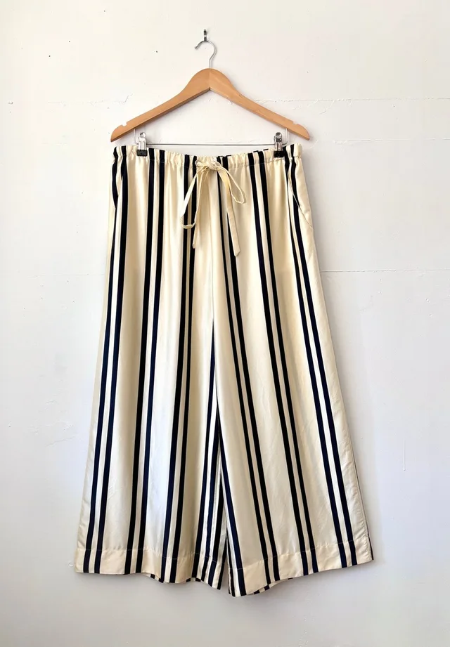 $1580 Khaite 100% Silk Stripe Wide Leg Phoebe Pants Quiet Luxury Designer Size S in black Silk from Poshmark