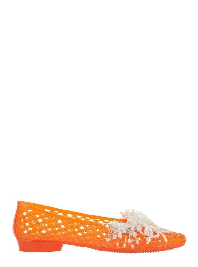 HEAVENLY JELLY 'Muse' Orange Ballet shoes with Beaded Details in Tech Fabric Women in Red, photo 2 of 8 from Gaudenzi Boutique