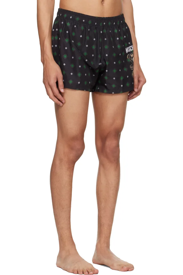 Moschino Black Teddy Swim Shorts, photo 2 of 4 from SSENSE