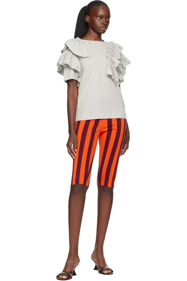 Dries Van Noten Gray Ruffled T-shirt, photo 4 of 4 from SSENSE